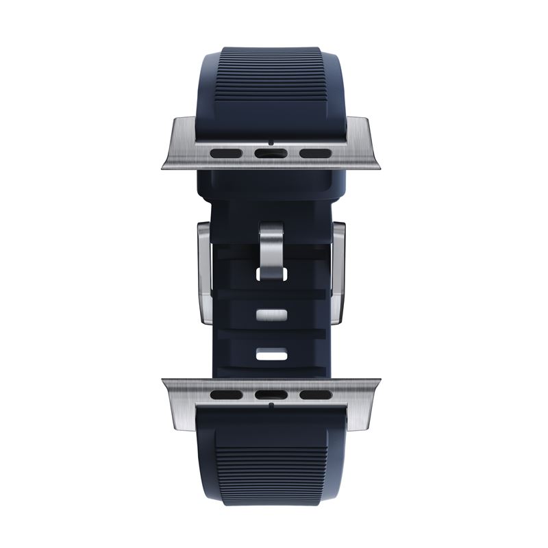 Curea rezistenta la apa NOMAD Rugged Strap compatibila cu Apple Watch 4/5/6/7/8/9/SE/Ultra1/2 42/44/45/49mm Atlantic Blue/Silver (Ingredi, NM01296485) by www.silkase.ro